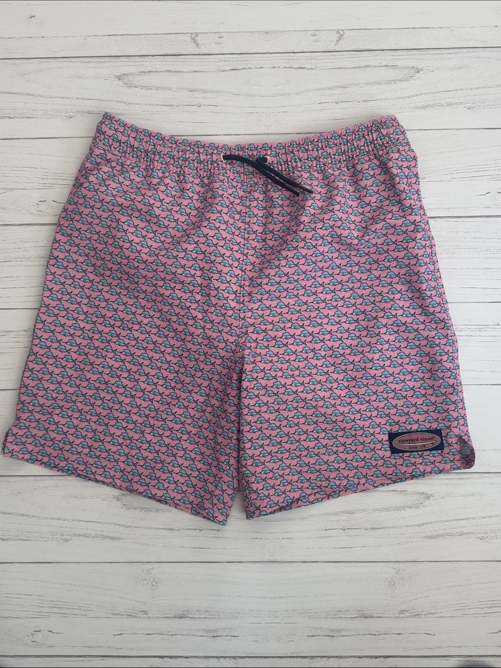 Boys Vineyard Vines  Pink Patterned Swim Trunks